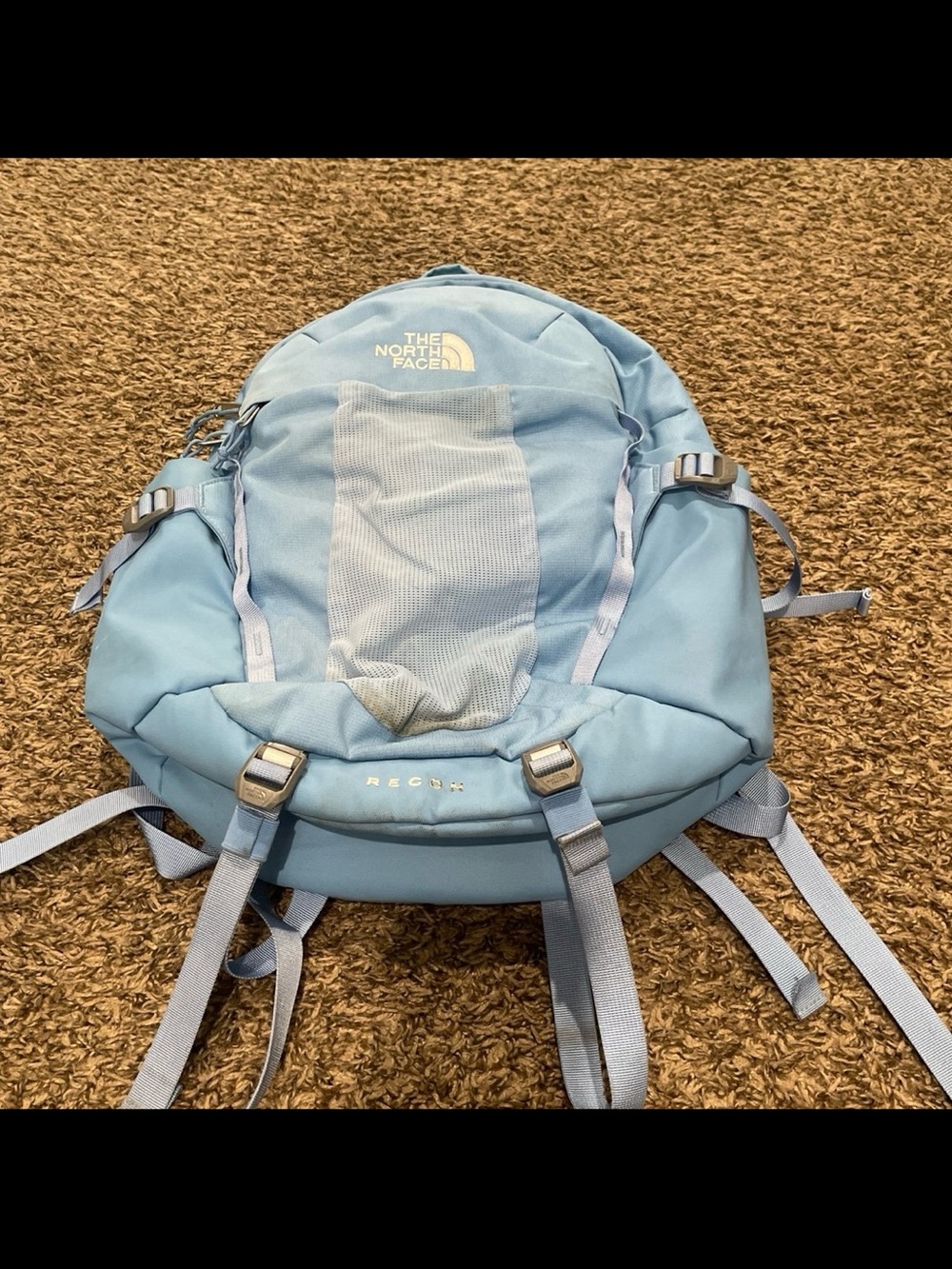 The north face recon, backpack, in light blue